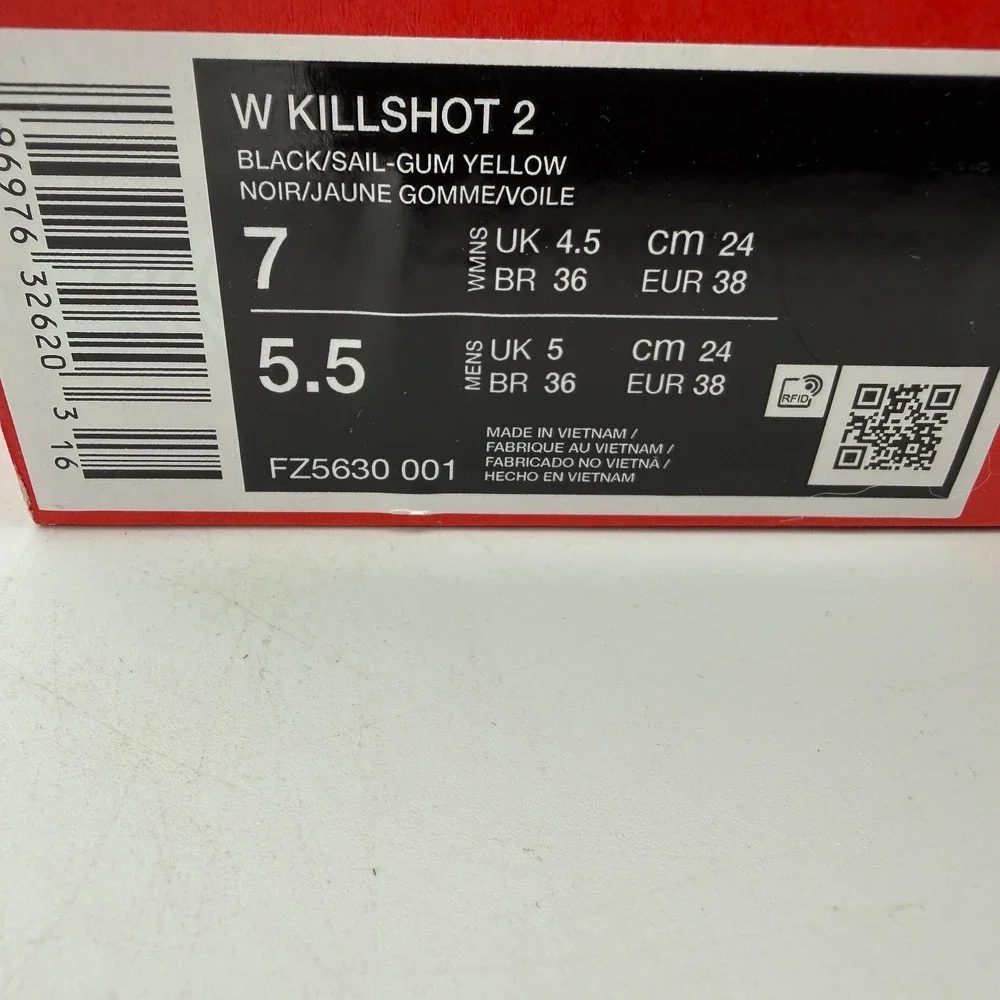 Nike Killshot 2 Shoes Womens Size 7 Shoes Black White Gum FZ5630-001